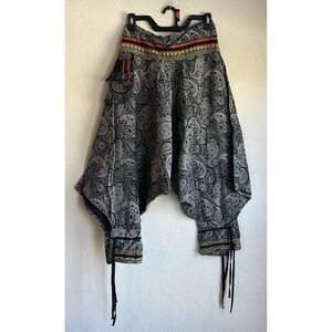Harem Pants Tie Ankle Baggy O/S Hippie Bohemian Tribal Woven Festival Boho